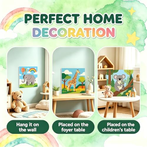 4 Pack Easy Animals Paint by Numbers Kit for Kids with Frame 8x8 Inch