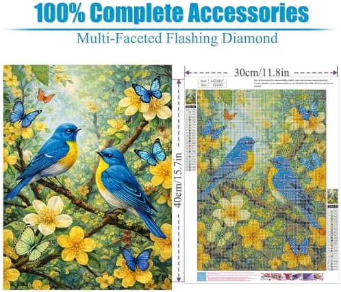 Lophomie Diamond Art Kits for Adults, 5D Bluebird Diamond Painting Kits