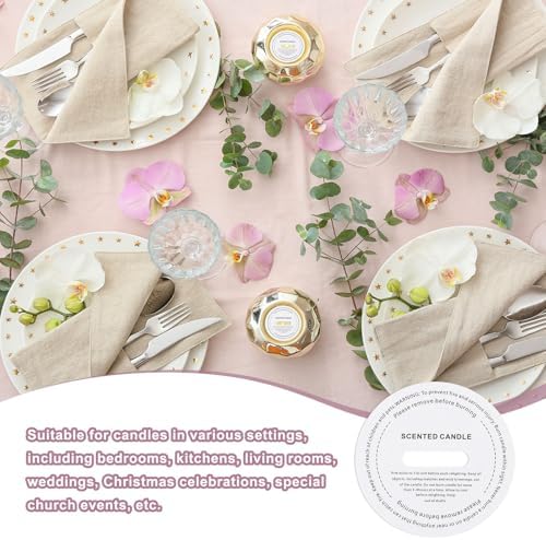 MECCANIXITY 60 Pcs Candle Dust Covers, 7.5cm/3" Round Printed White Candles Drip Protectors Lid Accessories for Craft Fragrance Making Jars Boxes Packaging, White