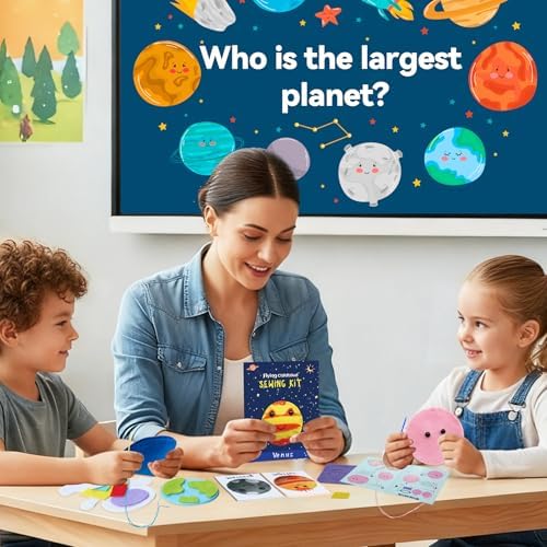 Flying Childhood Solar System Sewing Kit for Kids - Beginner Felt Craft Kits - Montessori Toys Gifts for Girls Boys 6 7 8 9 Toddler DIY Projects Classroom Must Haves