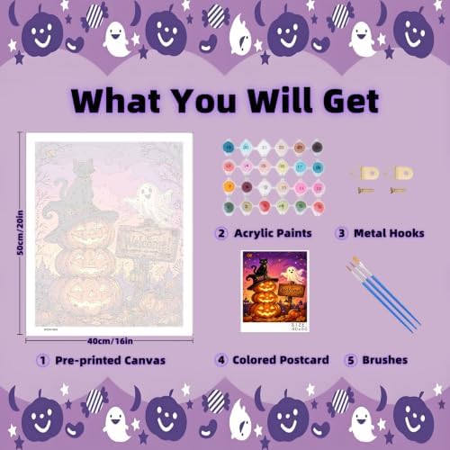 Arttoplus Halloween Paint by Numbers Kit for Adults Beginner 16x20in, Ghost