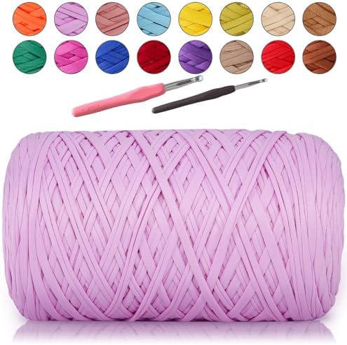 MESTOON 1000g T-Shirt Yarn Soft Elastic Crochet Taro Purple