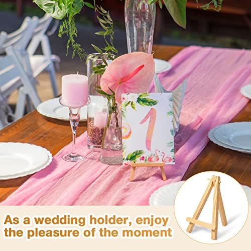 Mimorou 100 Pieces Mini Wooden Easel Stands Tripod Display Tabletop,None