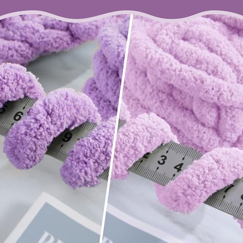 MABOZOO Assorted Chunky Yarn for Hand Knitting 8 Pack, Fluffy Jumbo Chenille Yarn, Soft Plush Yarn Bulky, Giant Thick Fuzzy Yarn for Arm Knitting,Purple Multi (31.7 yds,8 oz Each Skein)