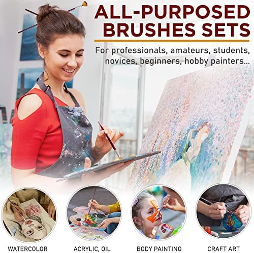 DUGATO Artist Paint Brush Set, 13-Piece Long Handle Oil Paint Brushes