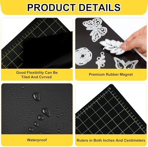 Copkim 2 Pcs 9''W 12.5''L Magnetic Cutting Shim Grid Magnetic Shim Embossing Machine Die Pads Black Sheet Die Cutting Machine Accessories