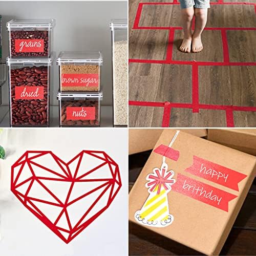 Red Painters Tape,1 in x 60 Yds x 5 Rolls (300 Yards Total)