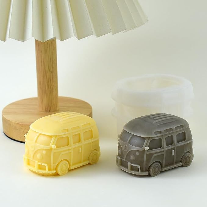 Cestony 3D Camper Van/Bus/Car Shaped Silicone Molds for DIY Cake Fondant Biscuit Cookies Soap Sugar Pudding Chocolate Hard Candies Dessert Candle Deco