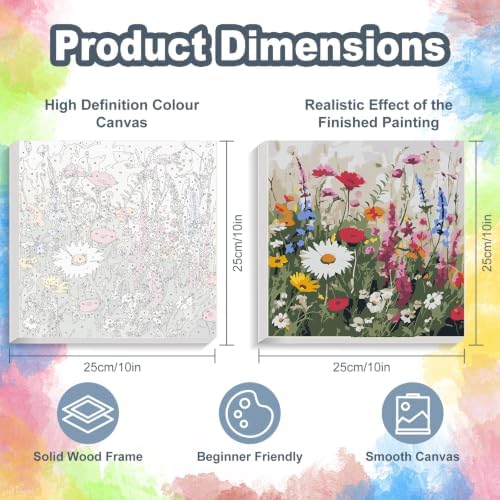 Kalonyth Flowers Framed Paint by Numbers Kit for Adults Beginner 10x10 inch