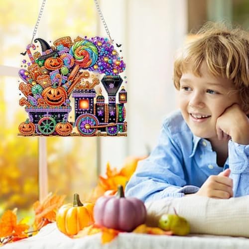AIBOERL Diamond Art Kits for Adults, Halloween Acrylic Hanging Suncatcher