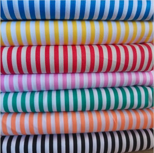 Cotton Fabric DIY Making Supplies Quilting Patchwork Fabric Fat Quarter Bundles DIY for Quilting Cotton Patchwork Cushions (Stripe, 9.8" x 9.8")