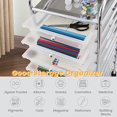 COSTWAY 10-Drawer Rolling Storage Cart, Utility Mobile Trolley