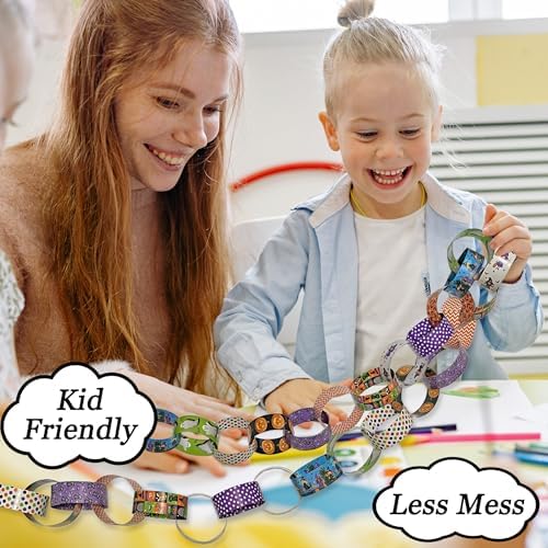 300 Paper Chain Strips for Crafting. No Glue or Tape Needed. Kid Friendly & Family Fun. Yields Over 50 Feet of Paper Chains for Party or Classroom Decorations (Halloween)
