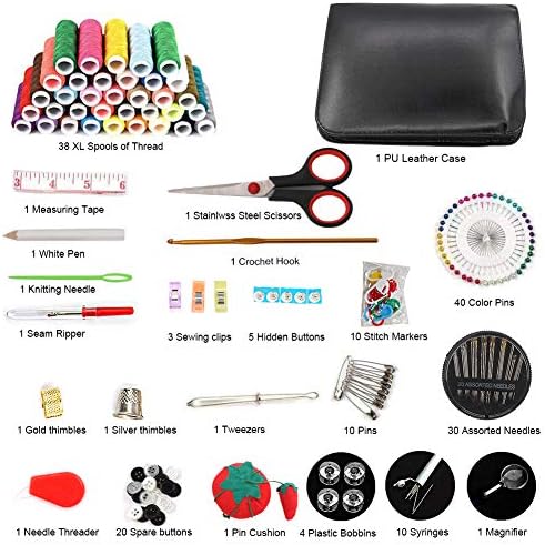 183PCS Premium Sewing Machine Kit, 38 XL Thread Spools Large Sewing Kits for Adults, College Students, Beginners, Emergency, Sewing Supplies Kit Including Professional Sewing Accessories