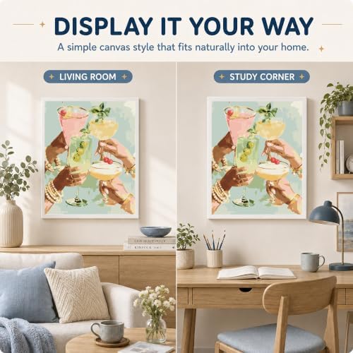 AuraDraw Paint by Numbers for Adults, Cocktail Paint by Number Kit, DIY Acrylic Painting Kit for Home Wall Decor 16x20 Inch