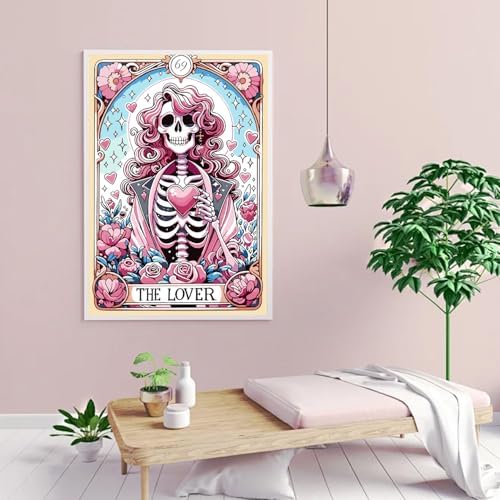 GOUOYANA Paint By Numbers Kit for Adults-Skull THE Lover Funny Canvas | Adult Paint by Number Kits on Canvas for Painting DIY Skull THE LOVER Painting Art by Numbers for Home Wall Art Gift12X16in
