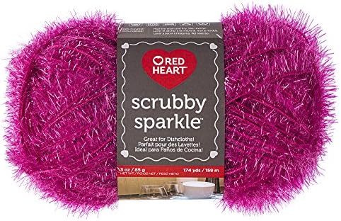 Red Heart Scrubby Sparkle Yarn, Watermelon