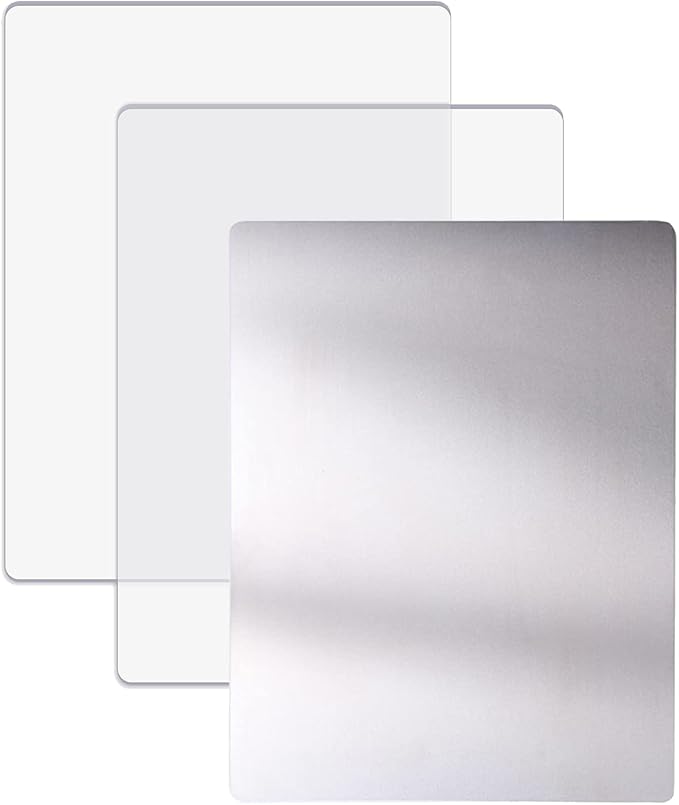 Briartw 3pcs/Set,1 Pair Standard Cutting Pads and 1 Metal Shim for Die Cutting Machine,Clear PC Cutting Plates and Adapter Mat Compatible with All Brands of Chemically Etched Wafer Thin Metal Dies