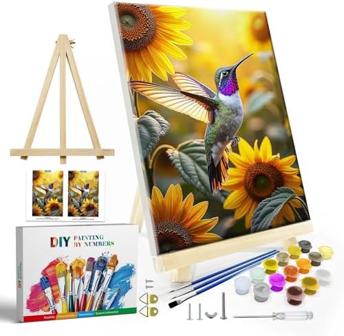 JOOZ Framed Paint by Numbers Kit for Adults, Hummingbird, 8x12 Inch