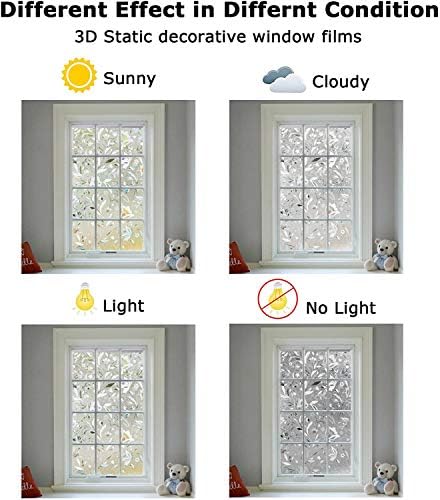 LEMON CLOUD Window Privacy Film, Tulip Stained Glass Sticker 45.2″ x 157.4″