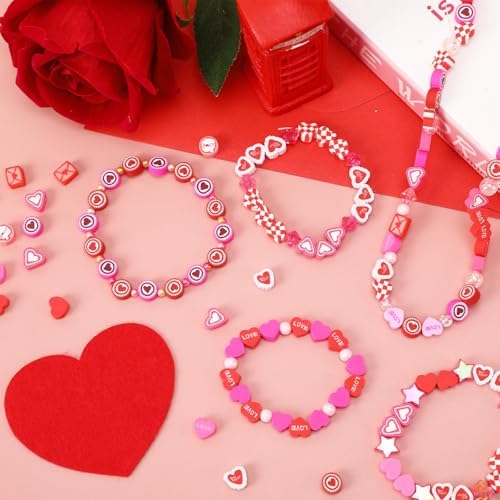 300Pcs Valentine's Day Polymer Clay Beads for Jewelry Making