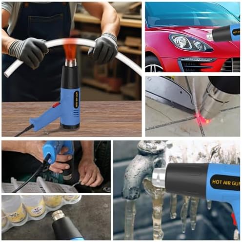 Digital LCD Heat Gun, 110V Hot Air Gun, 100-650℃（212-1202℉） 6 Modes, Rear Button Temp Control, 7S Delay Off, Overload Protection, 1.5M Cord Handheld Heat Gun for Crafts, Shrink Wrap, Paint Removing