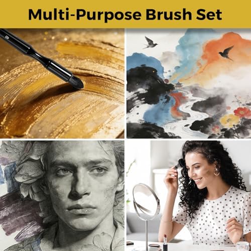 5-Piece Gold Leaf Brush Set for Charcoal Blending