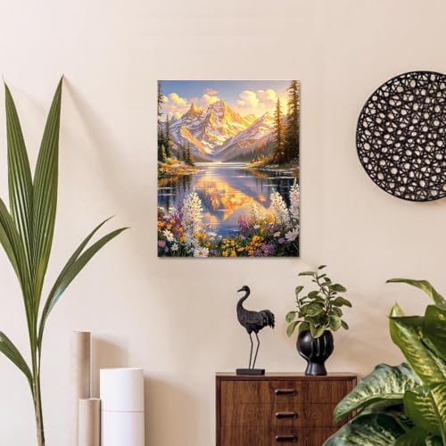 WULINHUAFA Mountain Paint by Numbers Adults Beginner 16x20 Inch | Lake Adult Paint by Number Kits, DIY Acrylic Oil Easy Painting by Numbers for Gifts Home Wall Decor Without Frame
