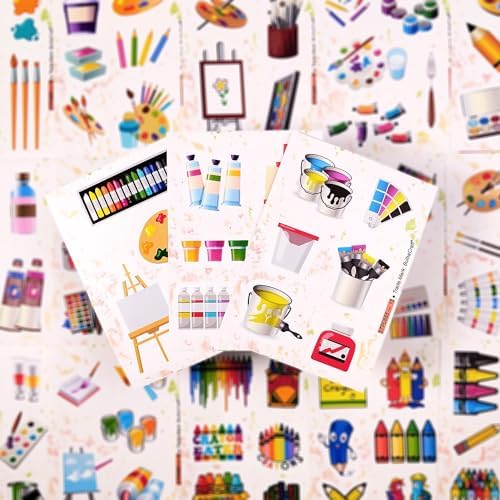 100Pcs Art Stickers, Crayon Stickers, Paint Laptop Decals, Painting Decals - Art Party Supplies, Paint Party Supplies, Gifts for Women & Men