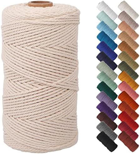 NOANTA Natural Macrame Cord 2mm x 220yards, Cotton Rope Macrame Yarn
