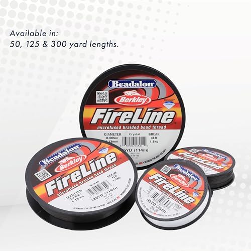 Beadalon FireLine Microfused Braided Beading Cord Thread, Crystal-6LB/125YD