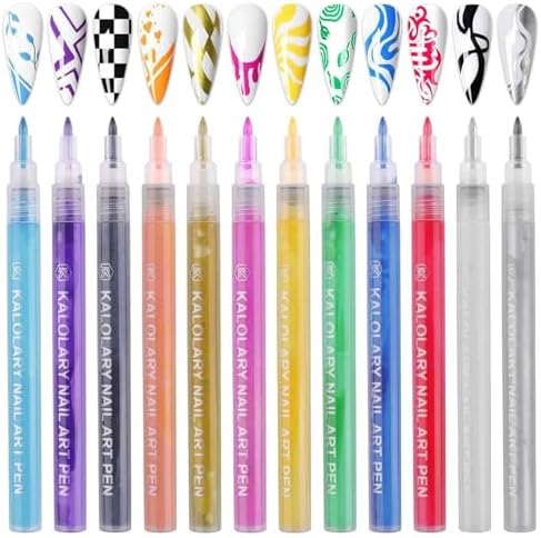 12 Color Nail Art Pens Kalolary Nail Art Marker Point Graffiti Dotting Pen