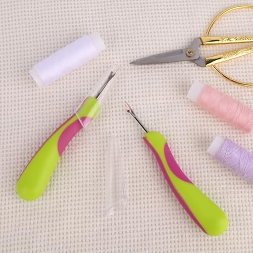 3pcs Seam Ripper, Green Thread Cutter Stitch Remover Tool with Protective Caps for Sewing Knitting Embroidery Quilting Cross Stitching Fabric Crafts Supplies