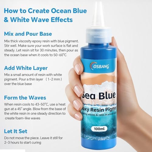 Sea Blue Epoxy Resin Pigment 100ml/3.4 fl.oz, High Concentration Liquid Colorant for Resin Art, Ideal for Creating Waves, Cells, and Unique Ocean DIY Crafts