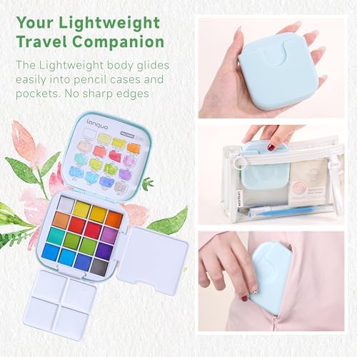 Mini Watercolor Paint Set 16 Colors, Travel Art Kit All-in-One