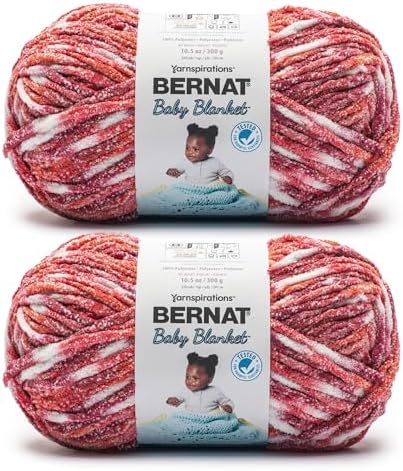 Bernat Baby Blanket Yarn for Crocheting Soft, Red Ribbon