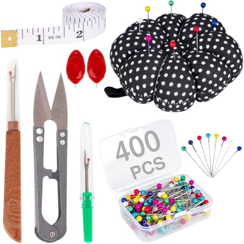 400 Pieces Multicolor Sewing Pins and Pin Cushion, Straight Pins Sewing Kit