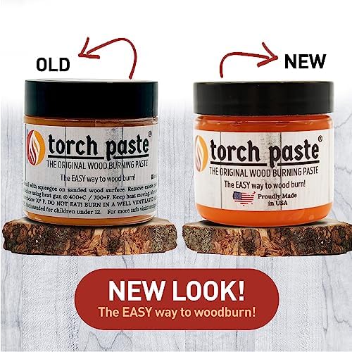 Torch Paste - The Original Wood Burning Paste | Made in USA Heat Activated Non-Toxic Paste for Crafting | Accurately & Easily Burn Designs on Wood, Canvas, Denim & More - Pack of 3 Jars + 3 Squeegees