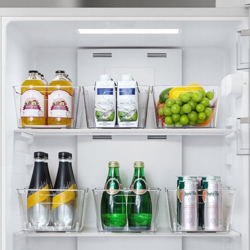 12 PACK Clear Plastic Storage Bins, Kitchen Cabinet Pantry Organizer Bins