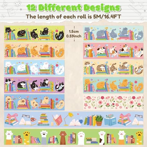 Cats Books Washi Tapes Supplies DIY Craft Bookish Gift Wrapping