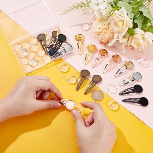 UNICRAFTALE 20 Sets 5 Color Blank Hair Clip Trays for DIY Craft Making
