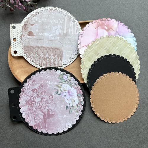 LZBRDY Vintage Charm Lace Frame Die-Cut - Carbon Steel Crafting Dies for Scrapbooking, Card Making, Greeting Cards and Journaling Supplies (Lace Round Loose Leaf 4.5 x 3.9 in)