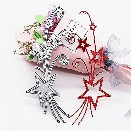 Scrapbooking Die-Cuts for Card Making, Christmas Metal Cutting Dies, Paper Craft Punch Template, Background Embossing Stencils, DIY Album Décor (Star Ribbon-5.6x12.7cm)