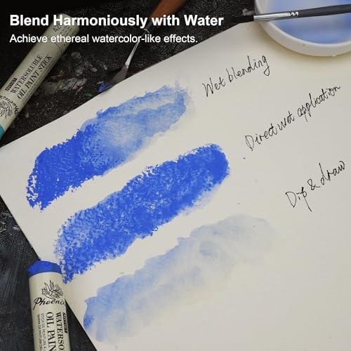 PHOENIX Earth Tone Oil Paint Stick - Set of 12 Landscape Woodland Colors 37ml Large Soft Water Soluable Oil Pastels for Artists
