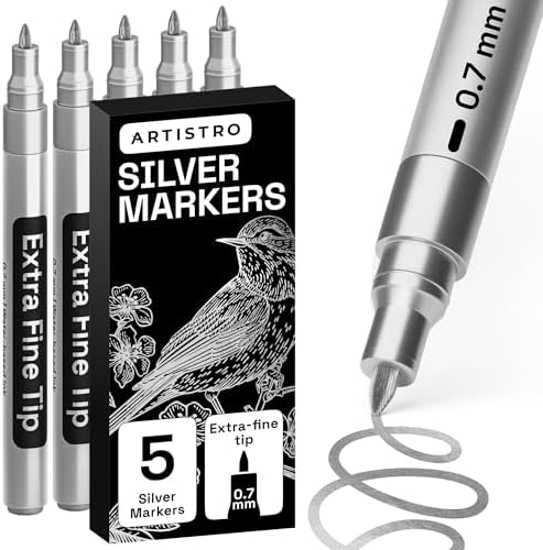 ARTISTRO Silver Paint Pens - Extra-Fine Tips - Set of 5