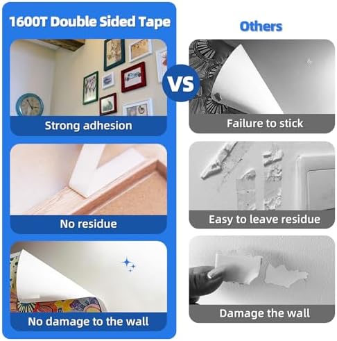 3M Double Sided Tape 0.39"×16.5Ft, Mounting Tape Heavy Duty No Residue