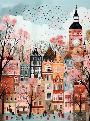 London Streets 5D DIY Diamond Painting Kits for Adults, Diamond Art Kits for Beginners, Full Drill Dot Painting Gem Art Kits for Home Wall Decor11.8 x15.7 Inch