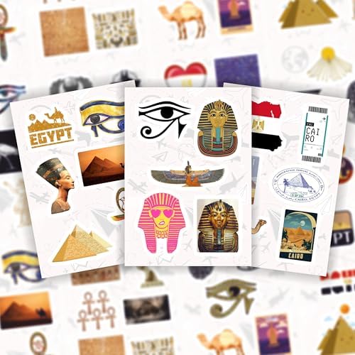 100Pcs Egypt Stickers for Water Bottle and Laptop - Egyptian Party Supplies & Decorations, Waterproof Vinyl Decals, Ancient Egypt History Stickers, Gifts for Women & Men