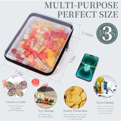 YOPCDJ 3 Pack Clear Hard Shell Zipper Case, Clear Zipper Pouches Waterproof Makeup Organizer & Travel Toiletry Bag, Plastic Pouch for Travel Office Storage, Black Large Size