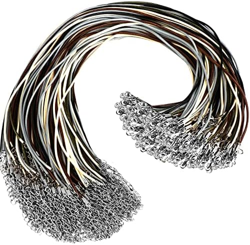 100 Pcs Leather Necklace Cord with Clasps, Rope Necklace String, 5 Colors Necklace Cords for Pendants, 19.7" Premium Necklace Chains for Jewelry Making Supplies, 2mm Waxed Necklace Bracelet Cord DHOOZ